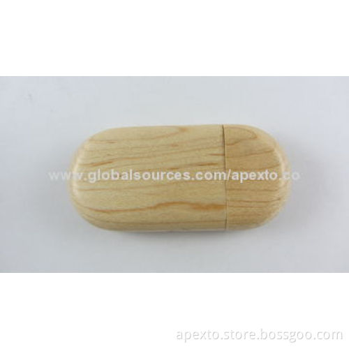 Wooden USB Flash Drives with 8GB or 16GB Storage Capacity, Supports Password Protection